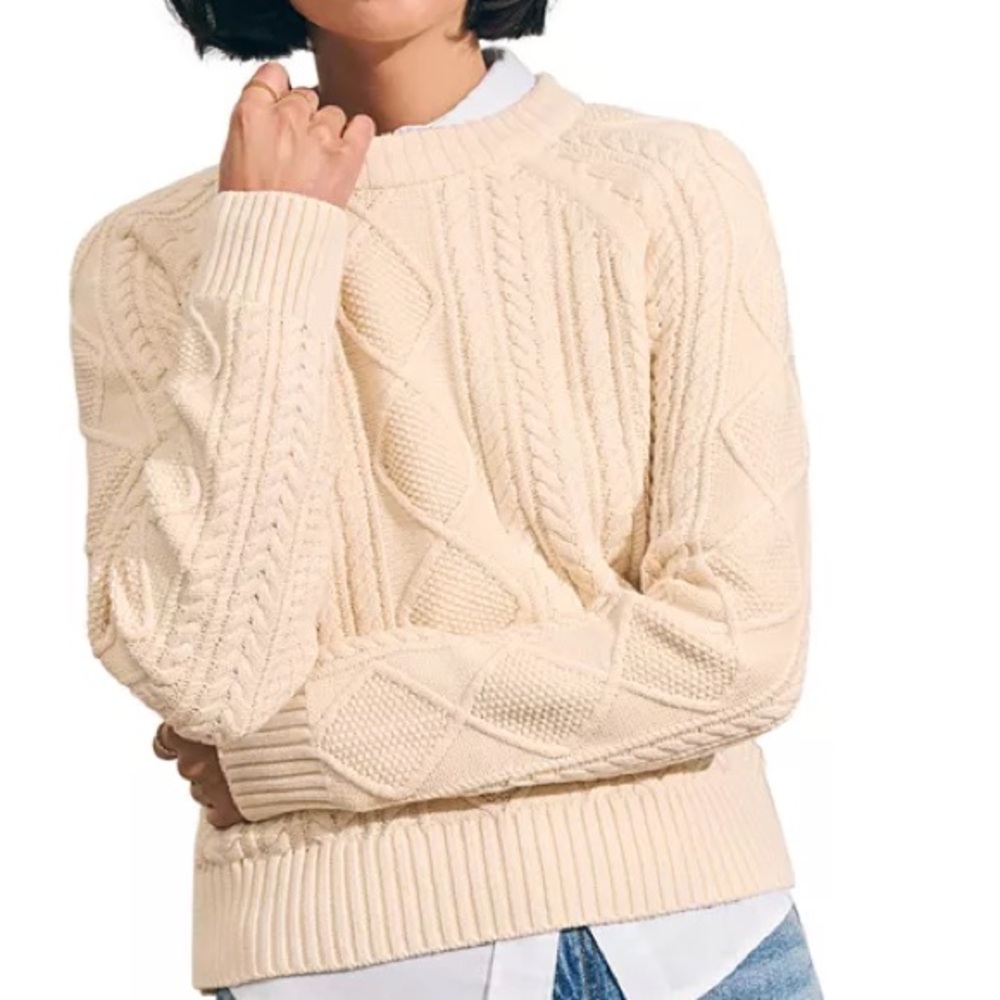 Faherty Sunwashed Cable Crewneck sweater size small